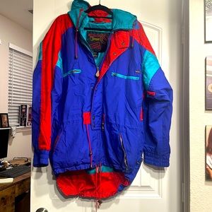 Vintage skiing Passport coat Medium. Color block